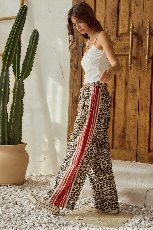 Leopard Red Striped String Pants