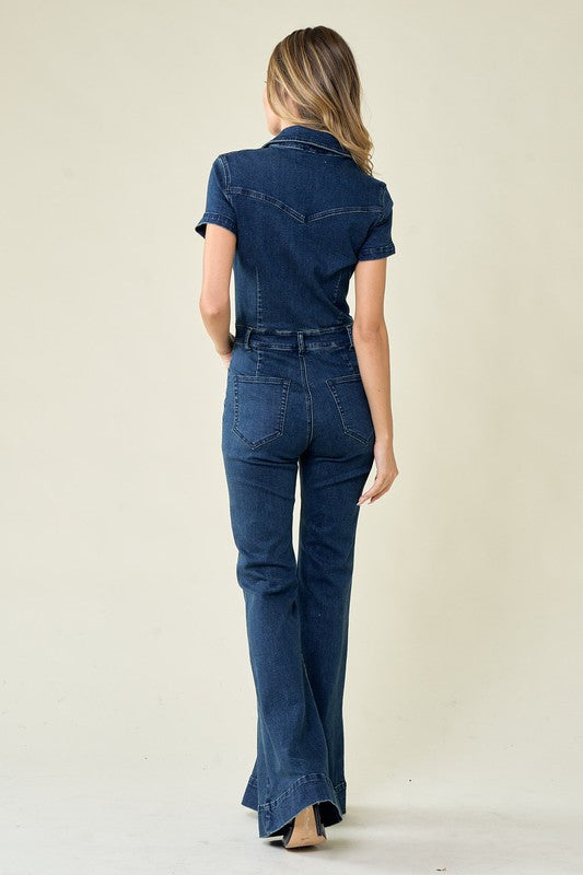 Western Denim Flare Jumpsuit