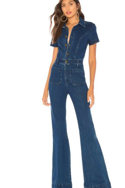 Western Denim Flare Jumpsuit