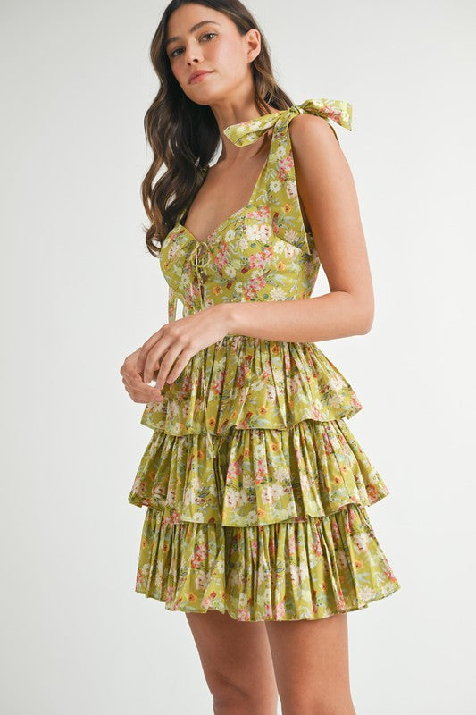 Gina Ruffled Tie Dress