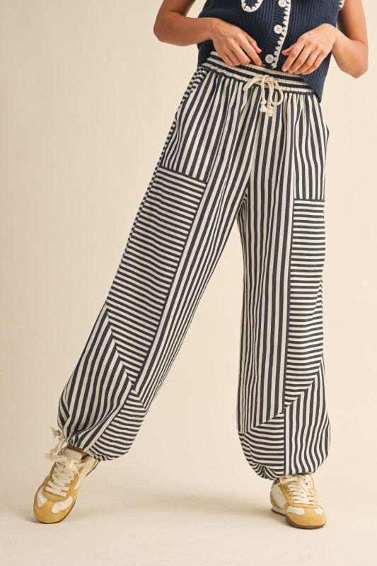 Mixed Stripes Parachute Pants