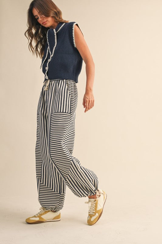 Mixed Stripes Parachute Pants