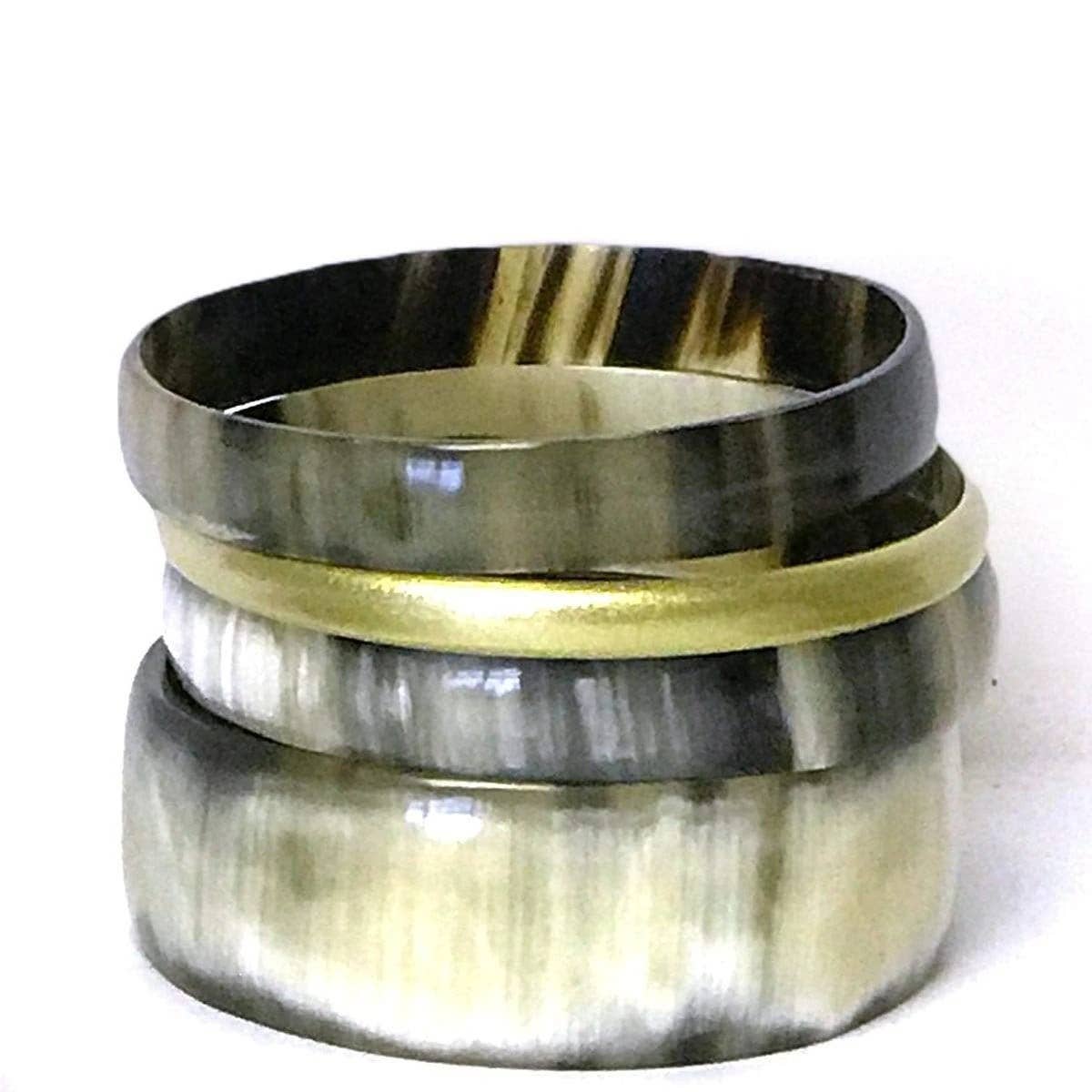 Natural Horn with Gold Bangle Set