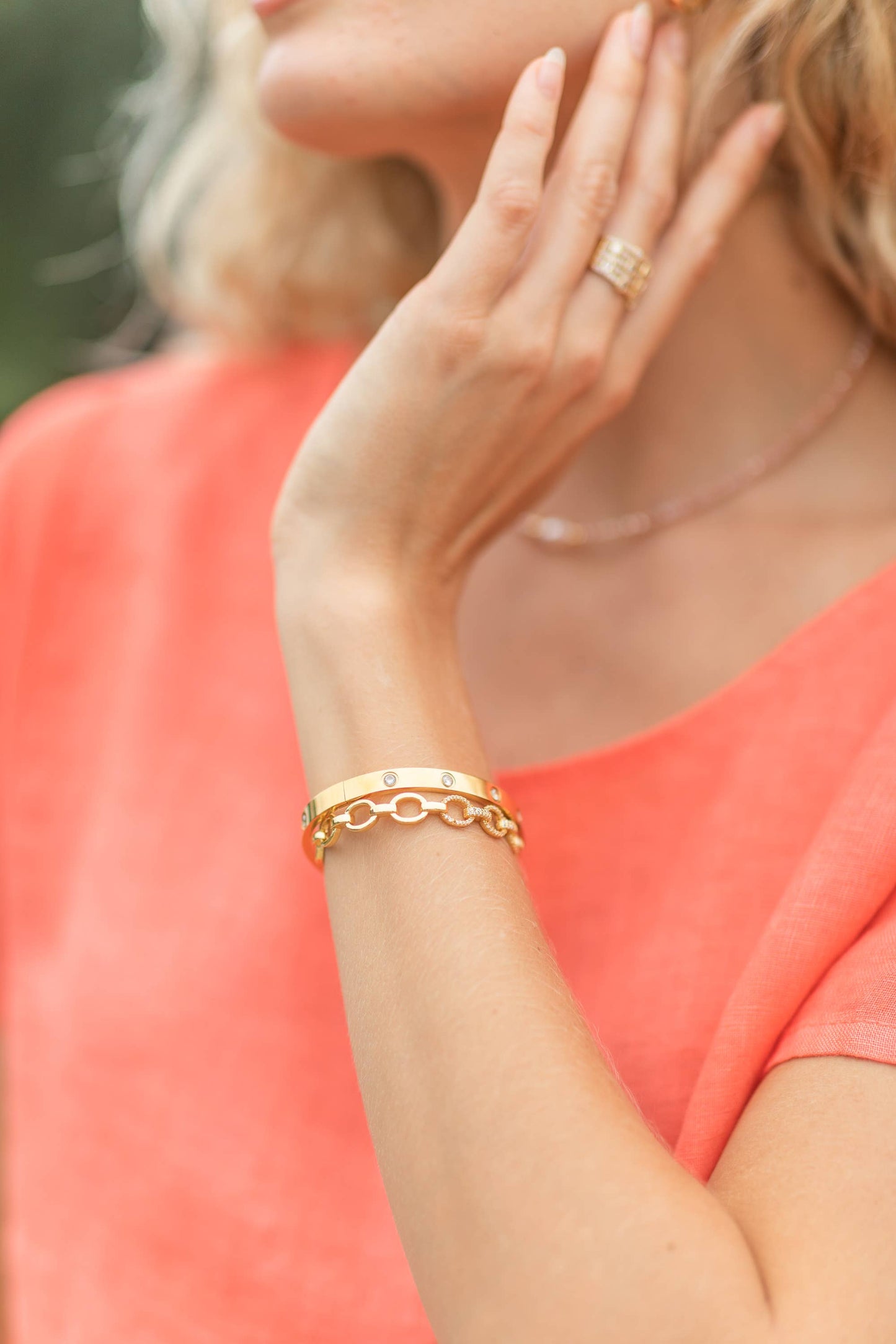Cubic Zirconia Hinged Bracelet