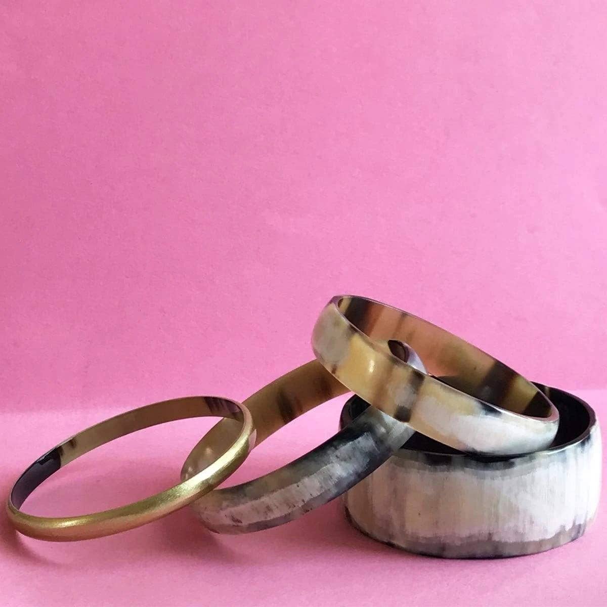 Natural Horn with Gold Bangle Set