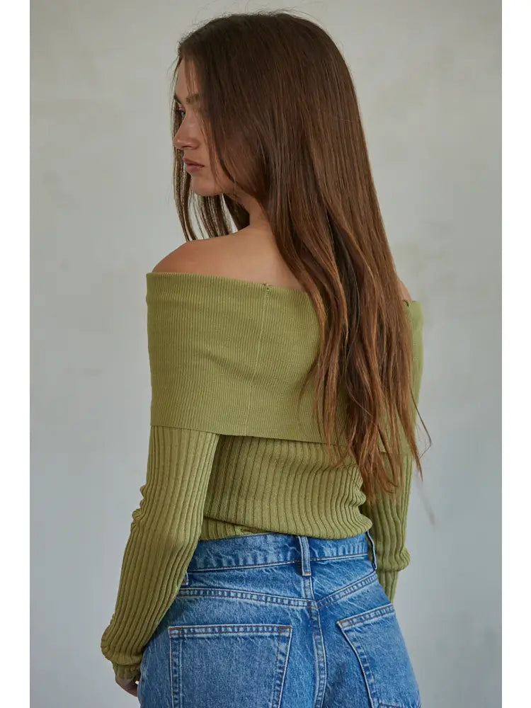Ribbed Off The Shoulder Knit Sweater