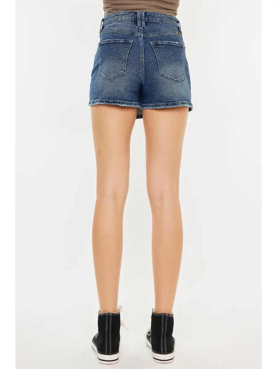 Button Front Jean Skort