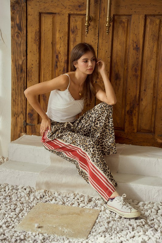 Leopard Red Striped String Pants