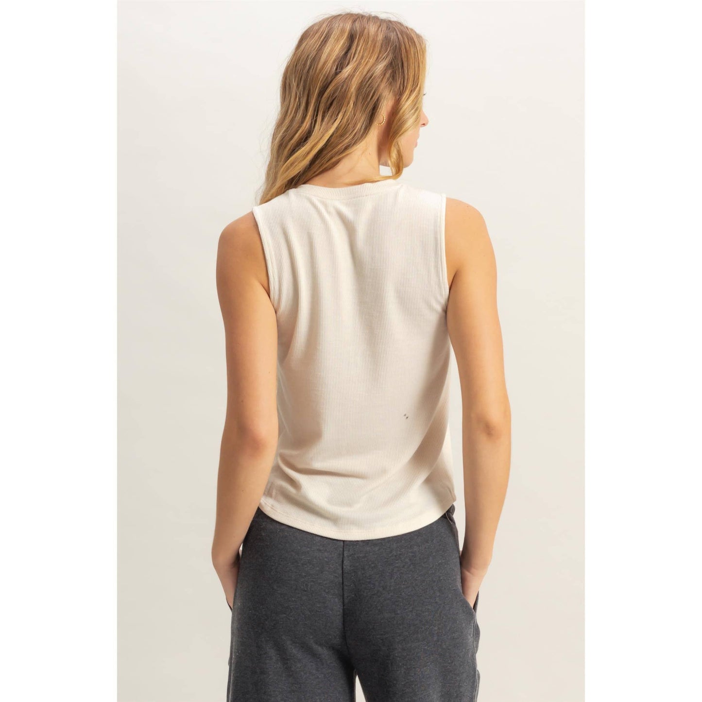 Sleeveless Snap Button Detail Top