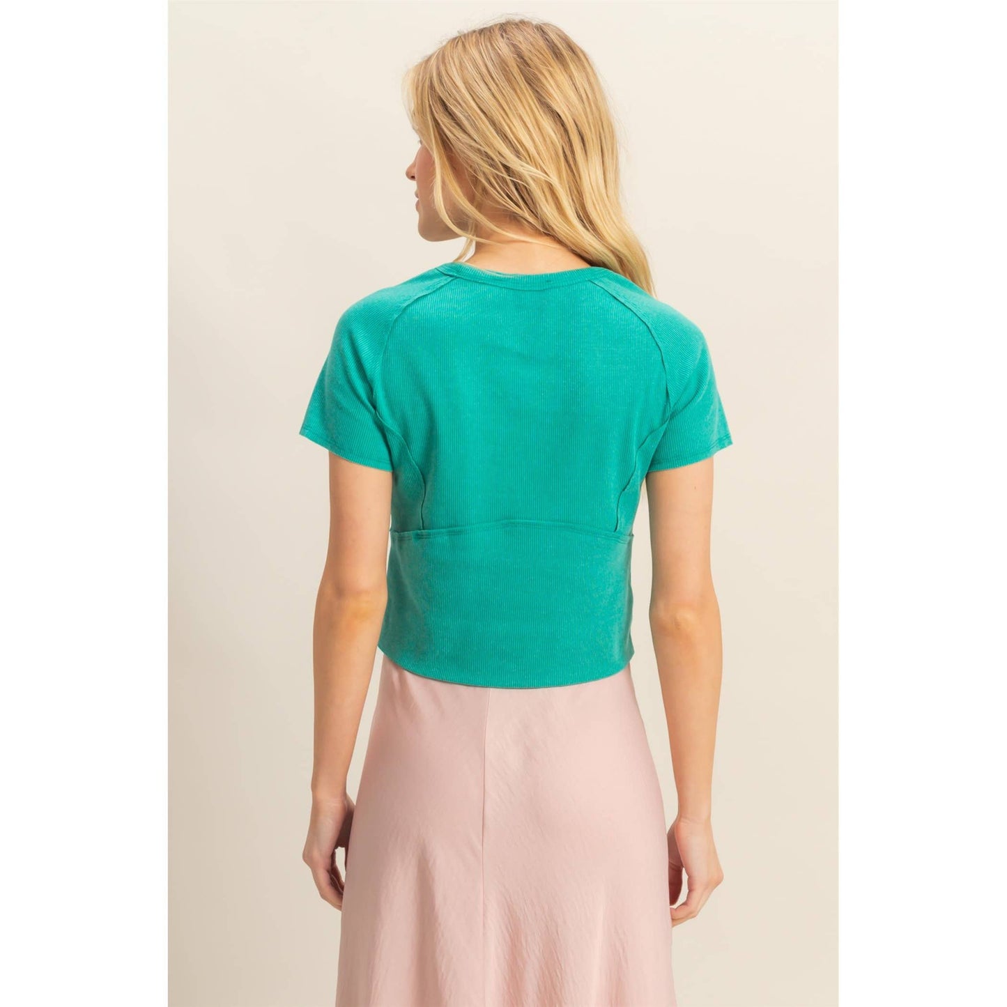 Short Sleeve Washed Rib Knit Top