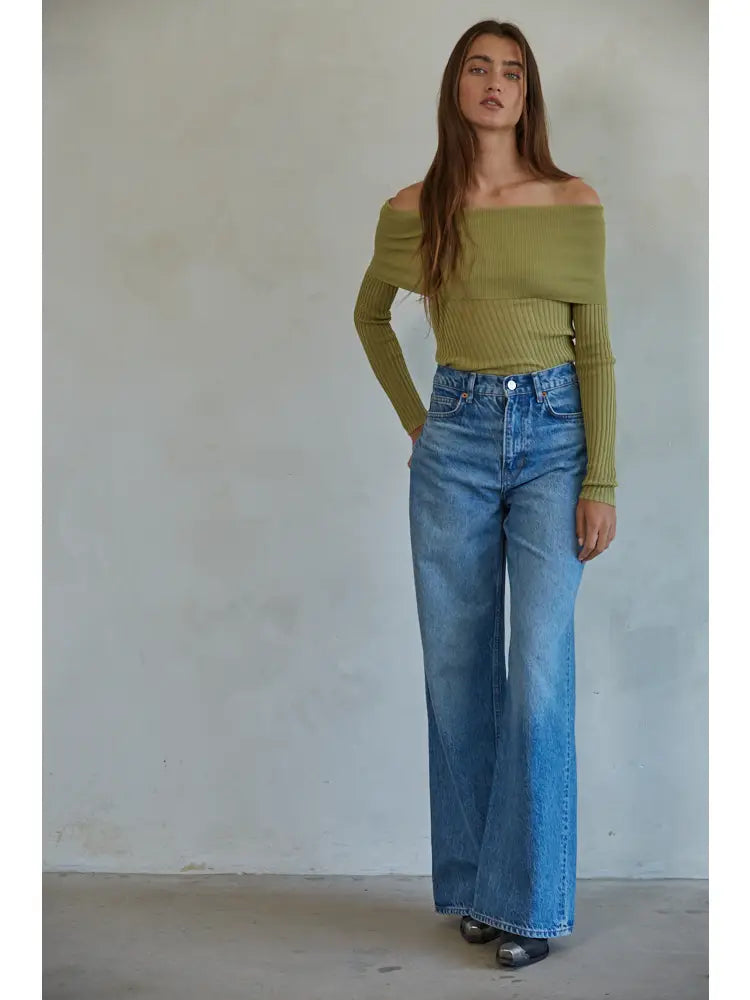 Ribbed Off The Shoulder Knit Sweater