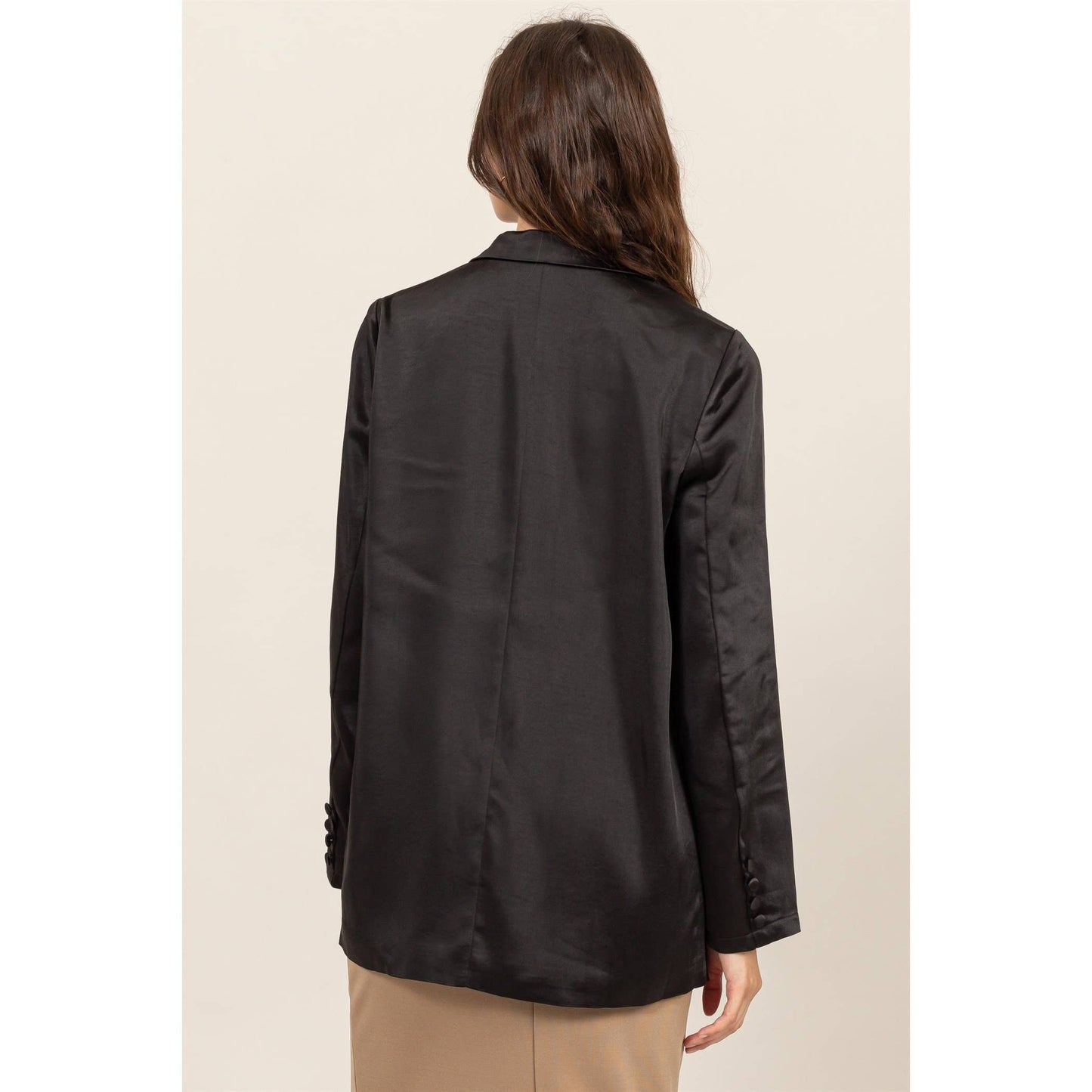 LONG SLEEVE OVERSIZED SATIN BLAZER