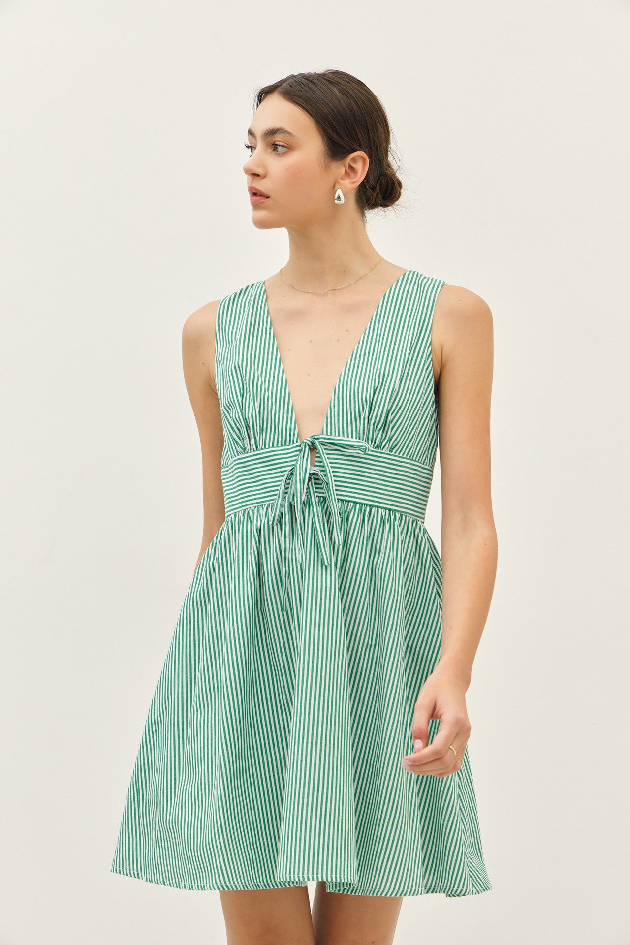 Green Stripped Mini Dress