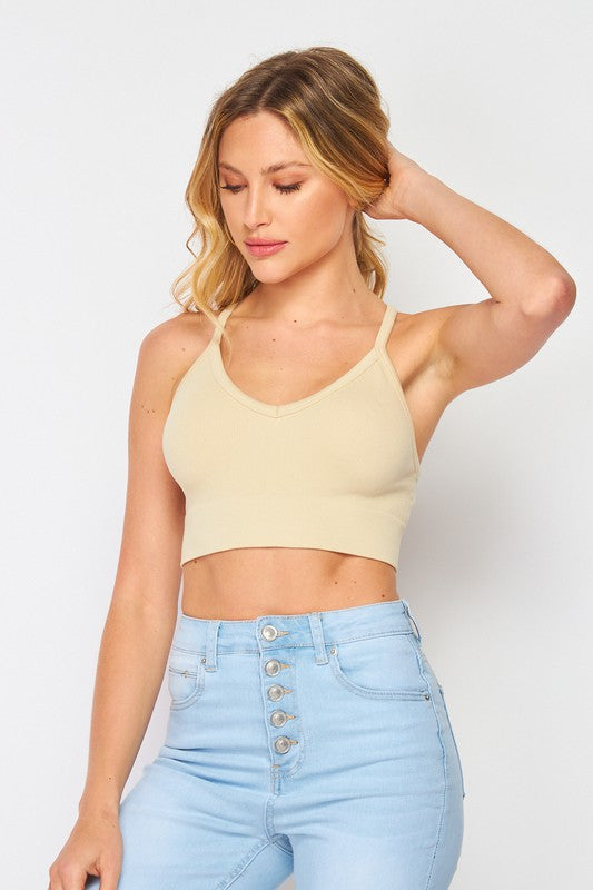 Seamless Scoop Neck Cross Back