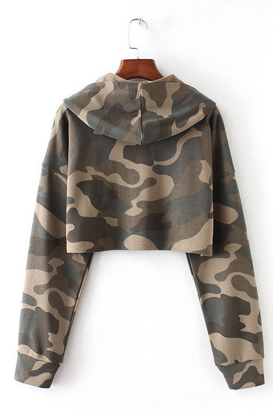 Camo Cropped Hoodie