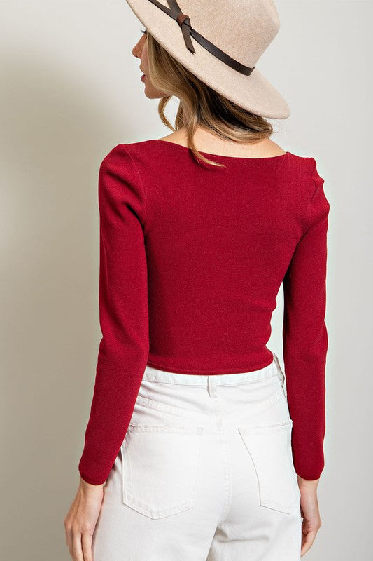 Square Neck Knitted Top