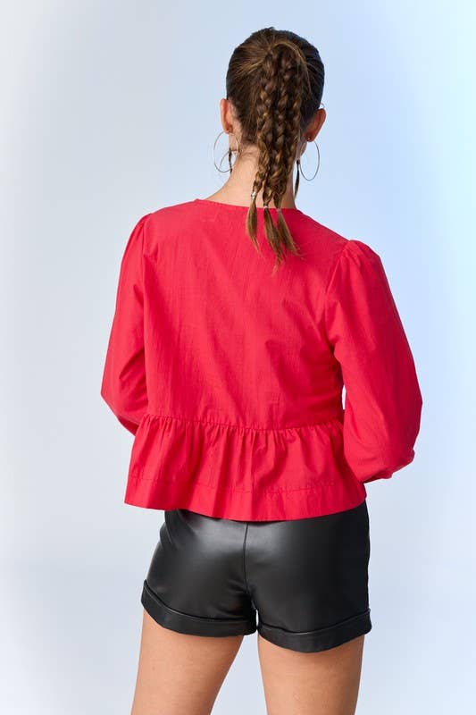 Hailey Bow-Front Peplum Top