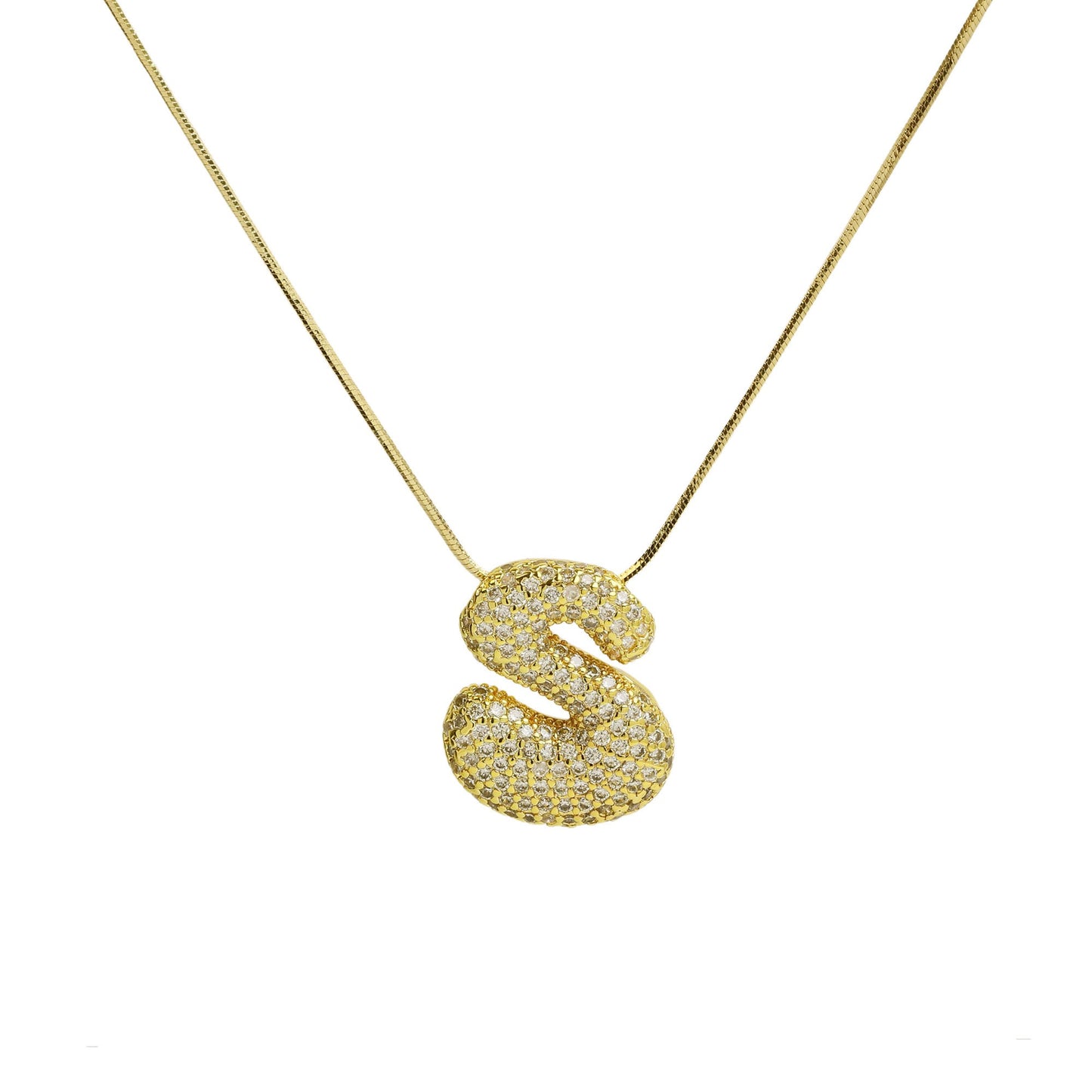 CZ Bubble 18k Initial Necklace