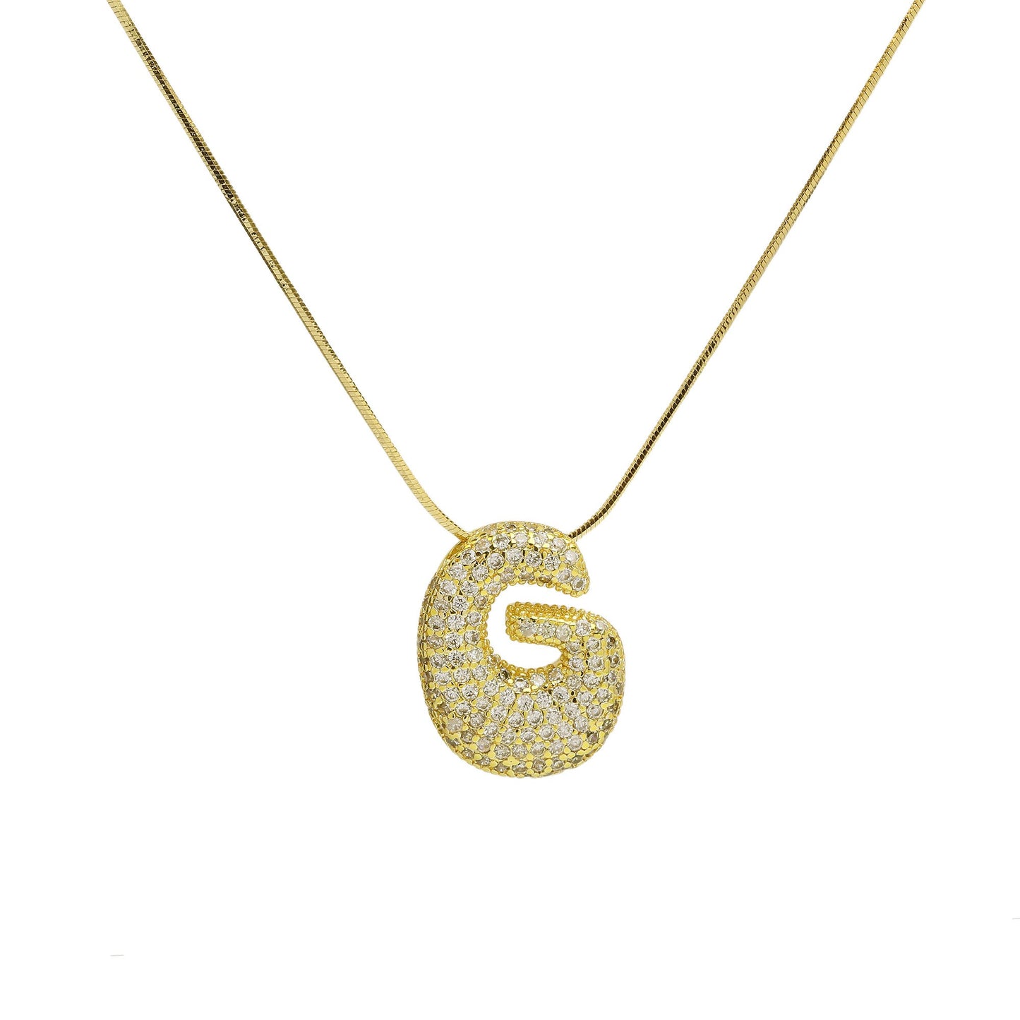 CZ Bubble 18k Initial Necklace