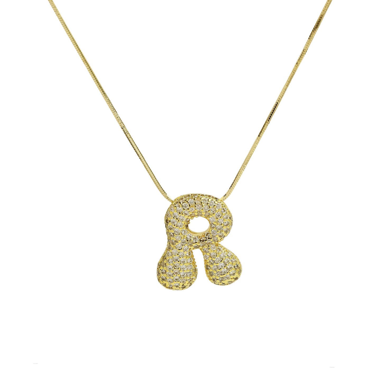 CZ Bubble 18k Initial Necklace