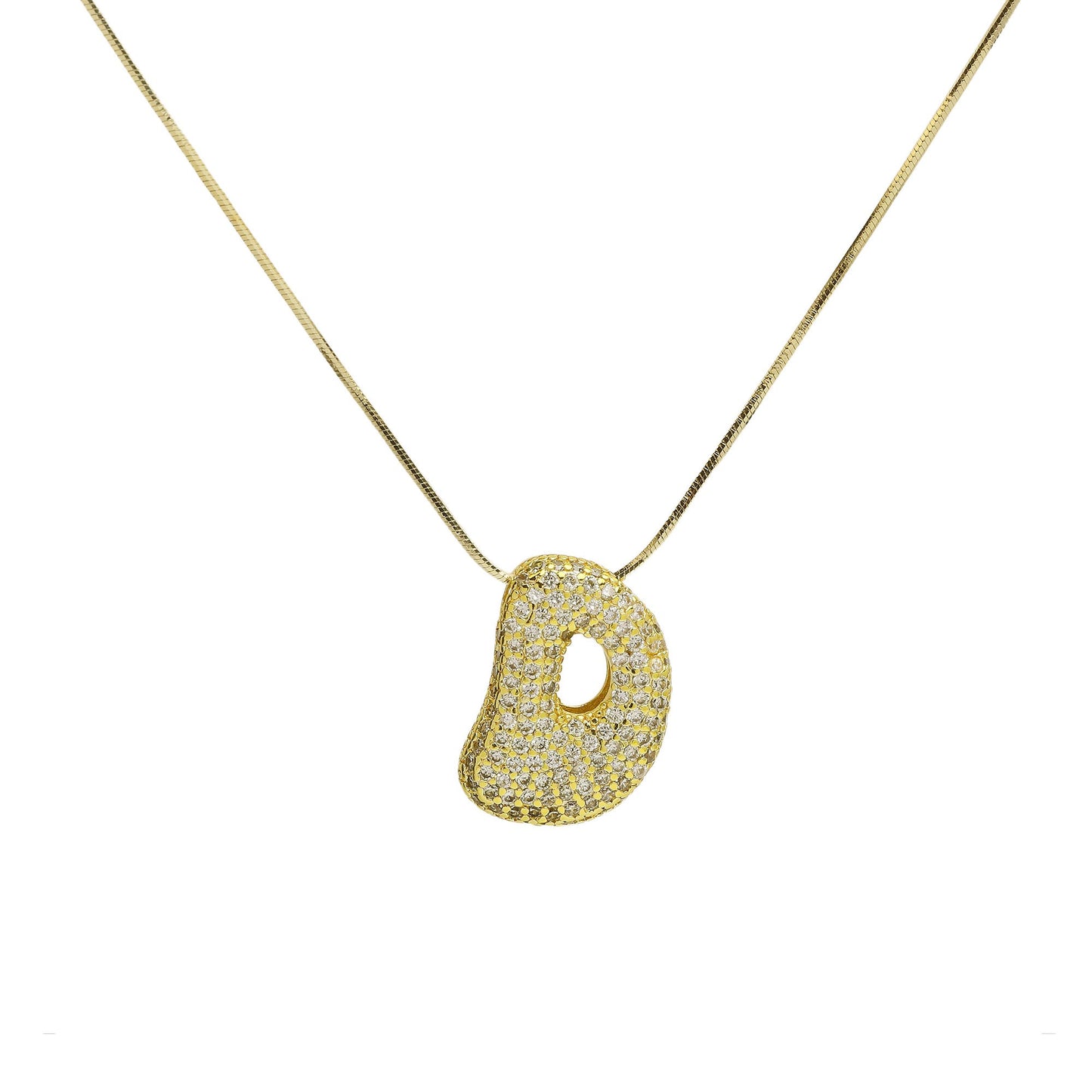 CZ Bubble 18k Initial Necklace