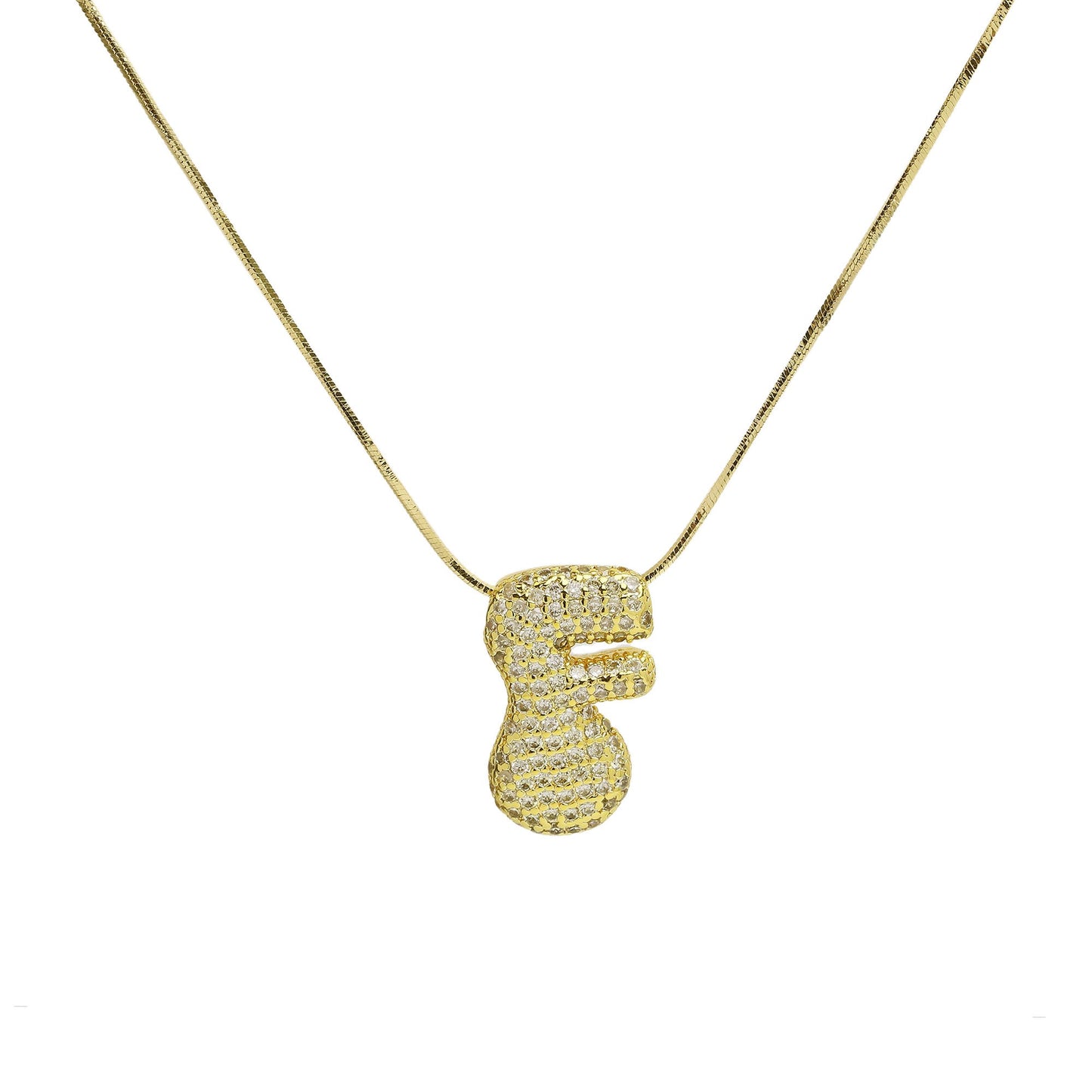 CZ Bubble 18k Initial Necklace