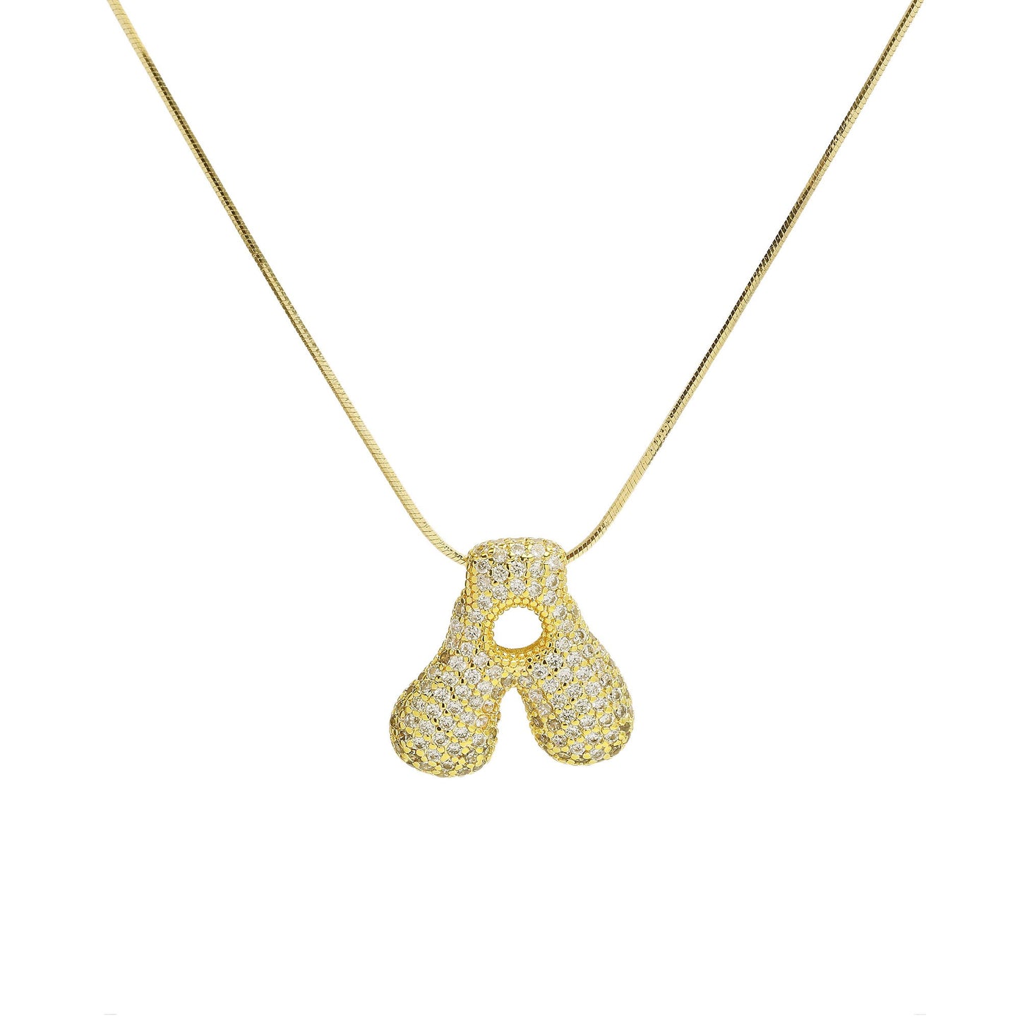 CZ Bubble 18k Initial Necklace