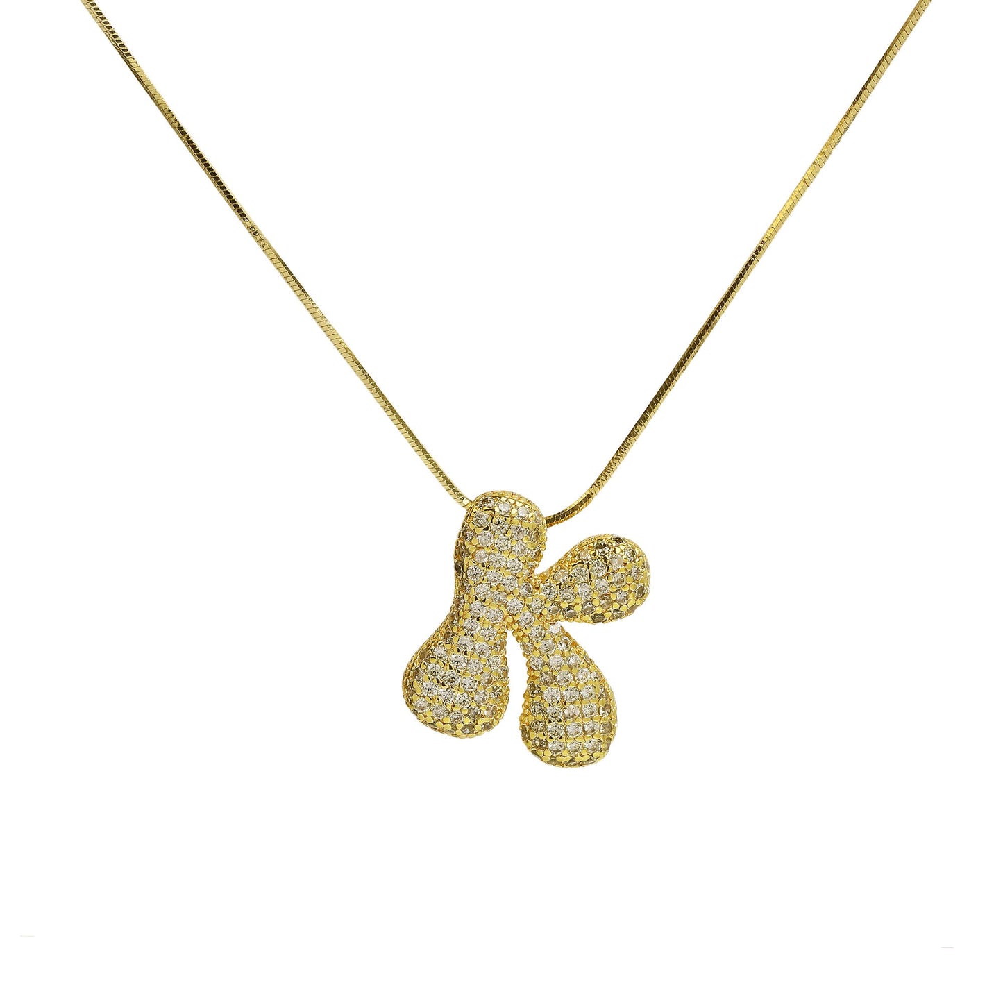 CZ Bubble 18k Initial Necklace