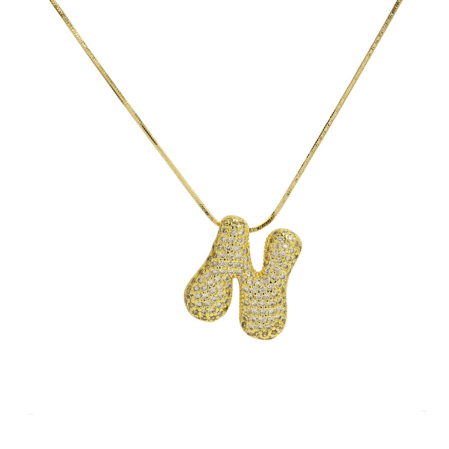 CZ Bubble 18k Initial Necklace