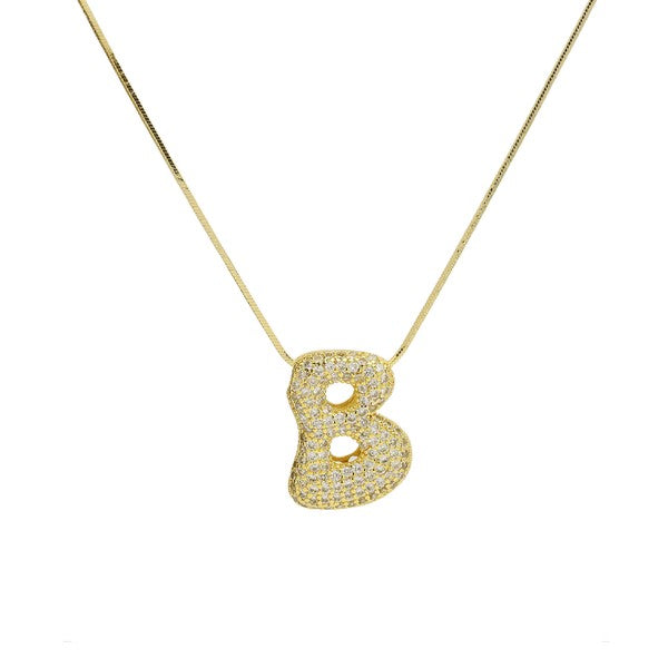 CZ Bubble 18k Initial Necklace