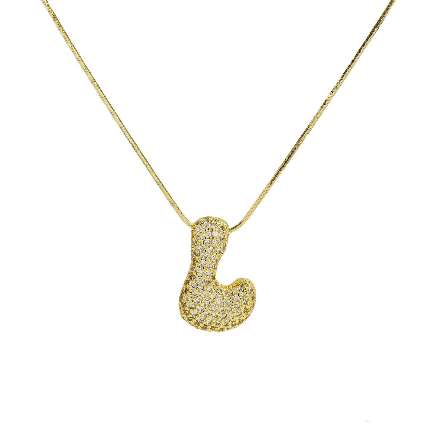 CZ Bubble 18k Initial Necklace