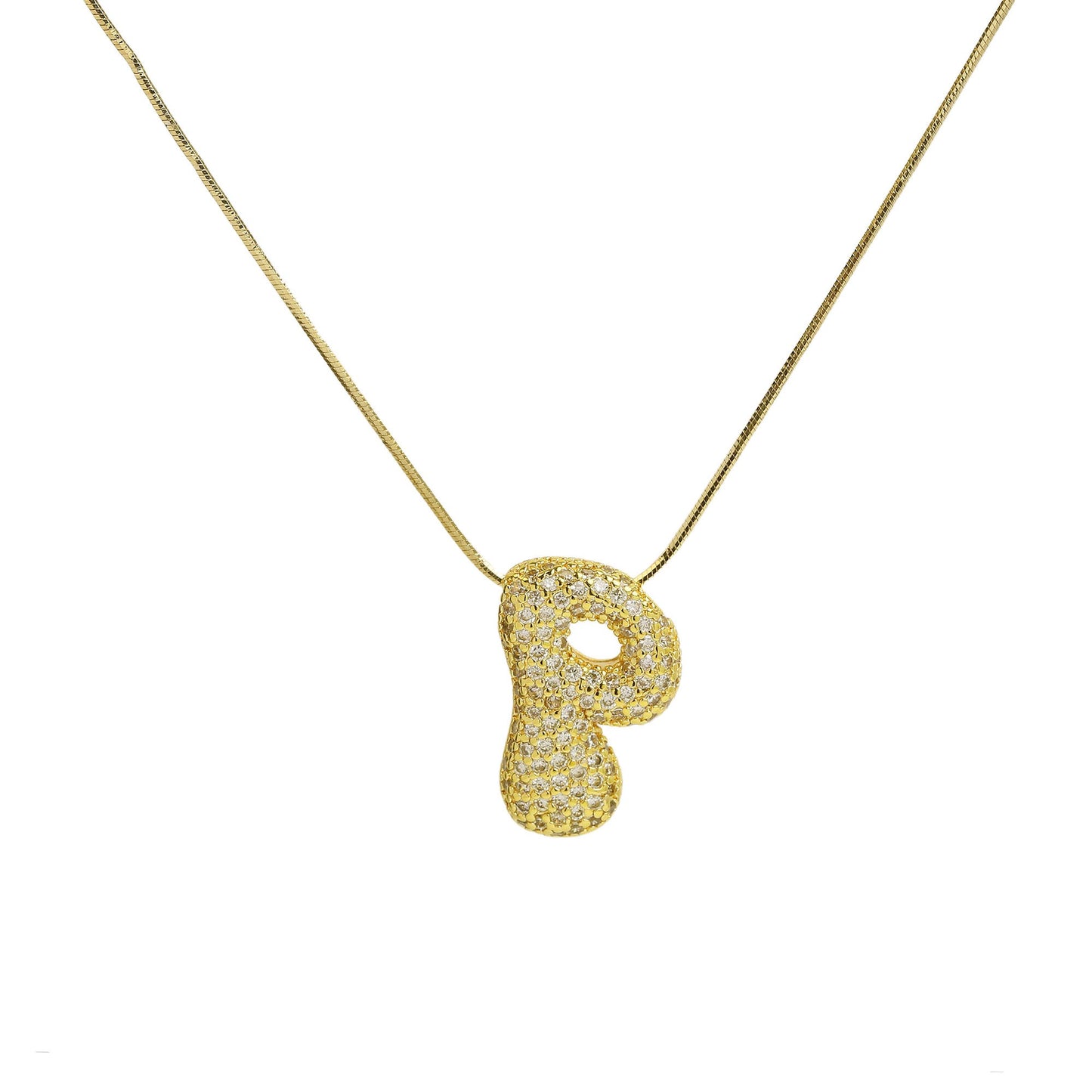 CZ Bubble 18k Initial Necklace