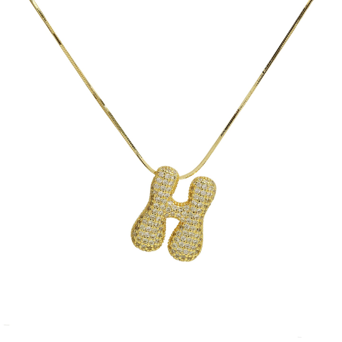 CZ Bubble 18k Initial Necklace