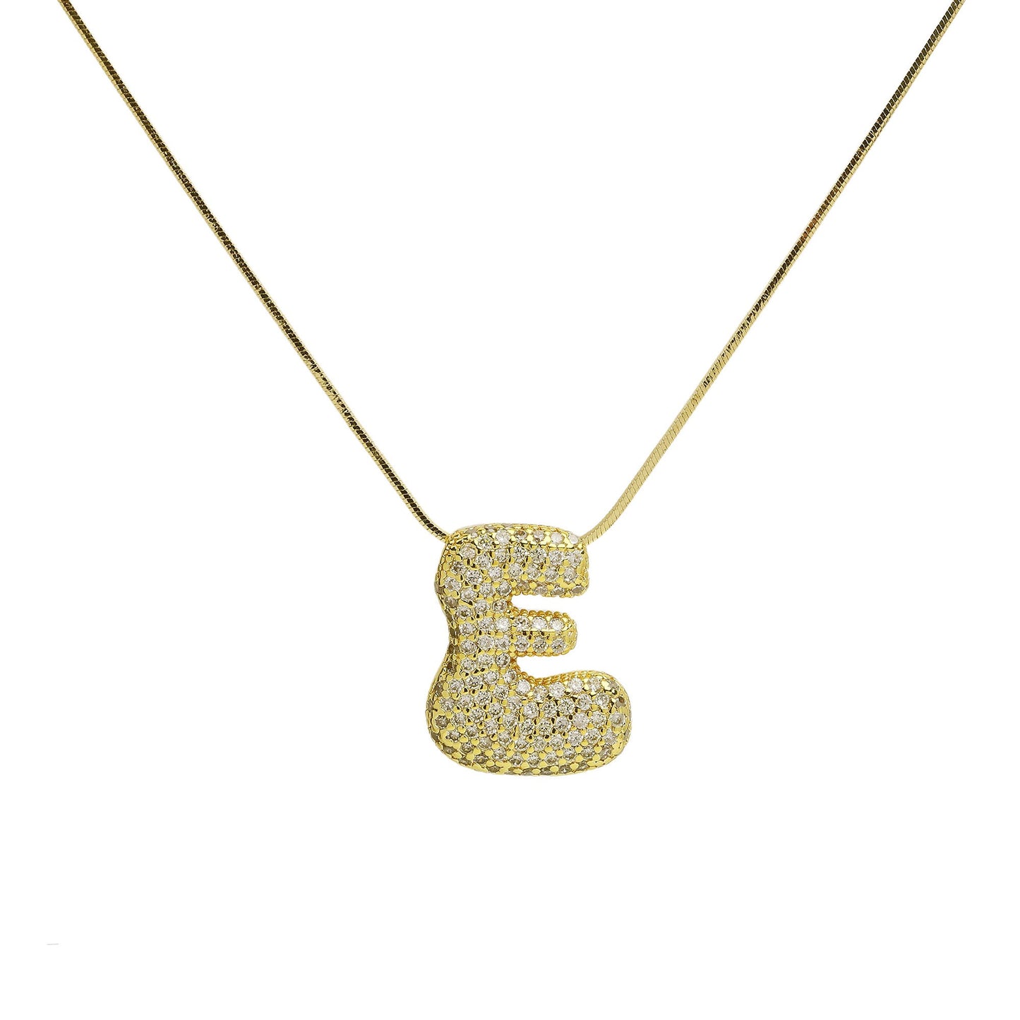 CZ Bubble 18k Initial Necklace