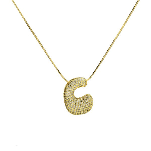 CZ Bubble 18k Initial Necklace