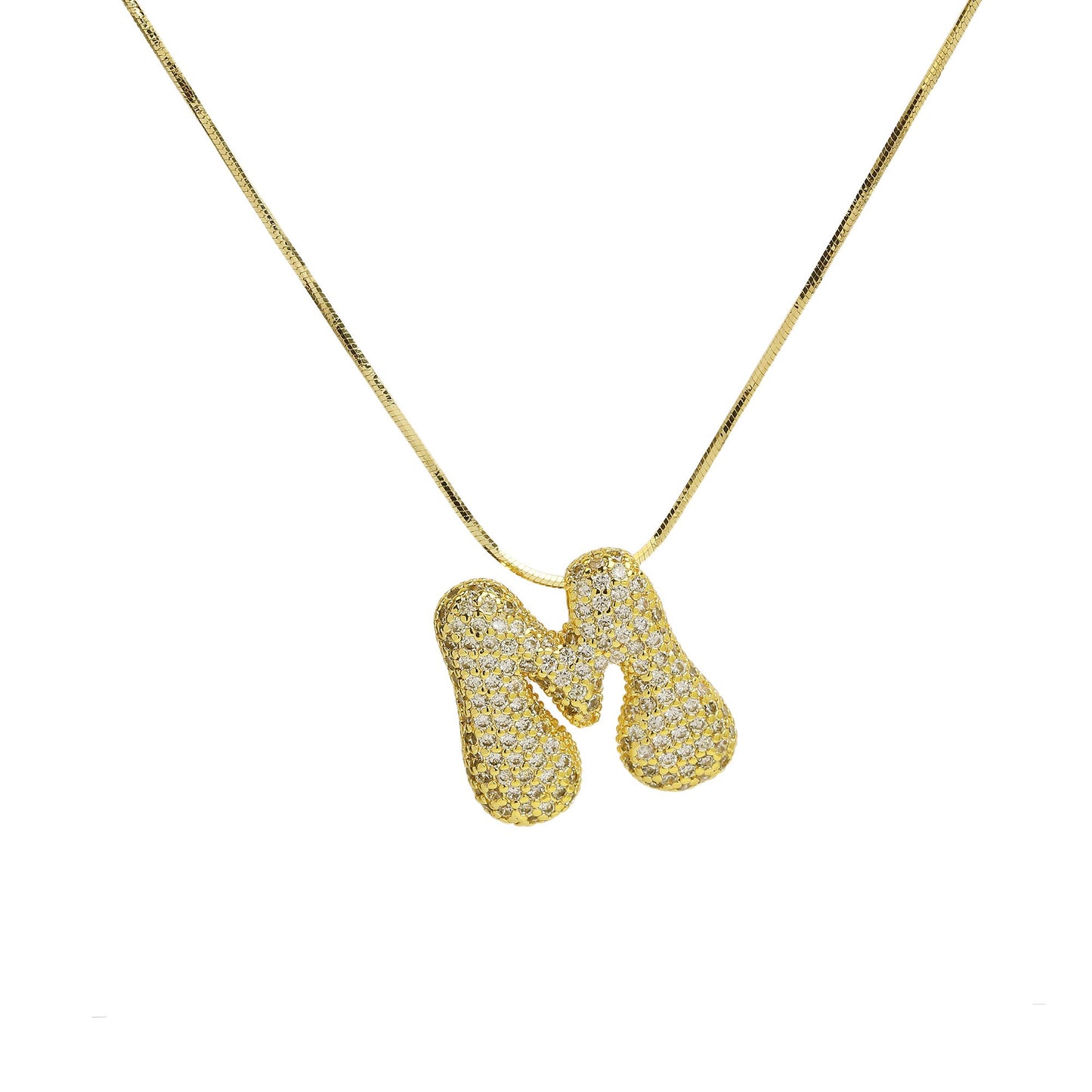 CZ Bubble 18k Initial Necklace