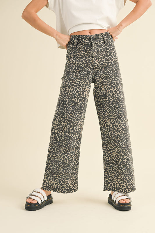 Leopard Print Wide Leg Pant