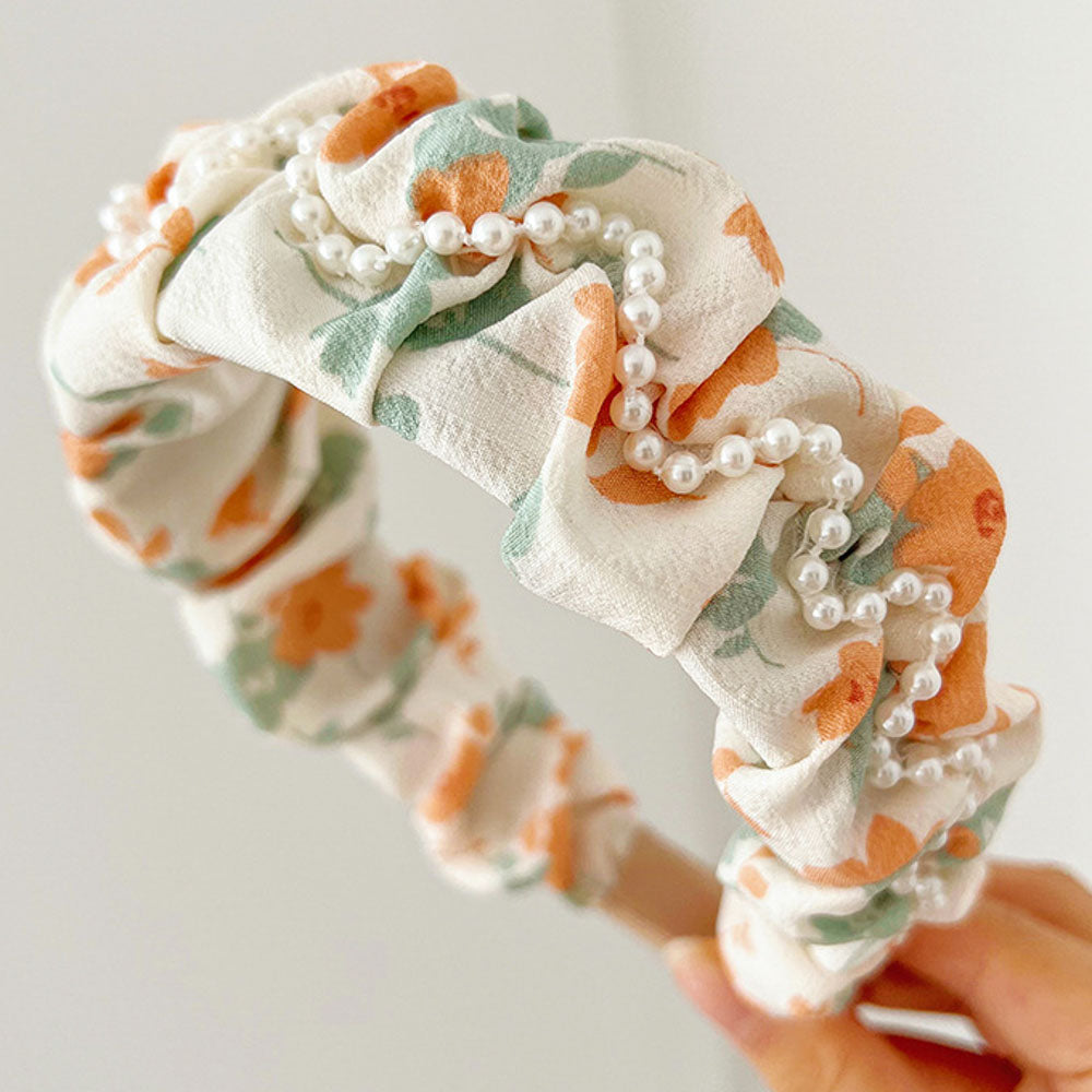 Floral Print Mid Pearl Headband