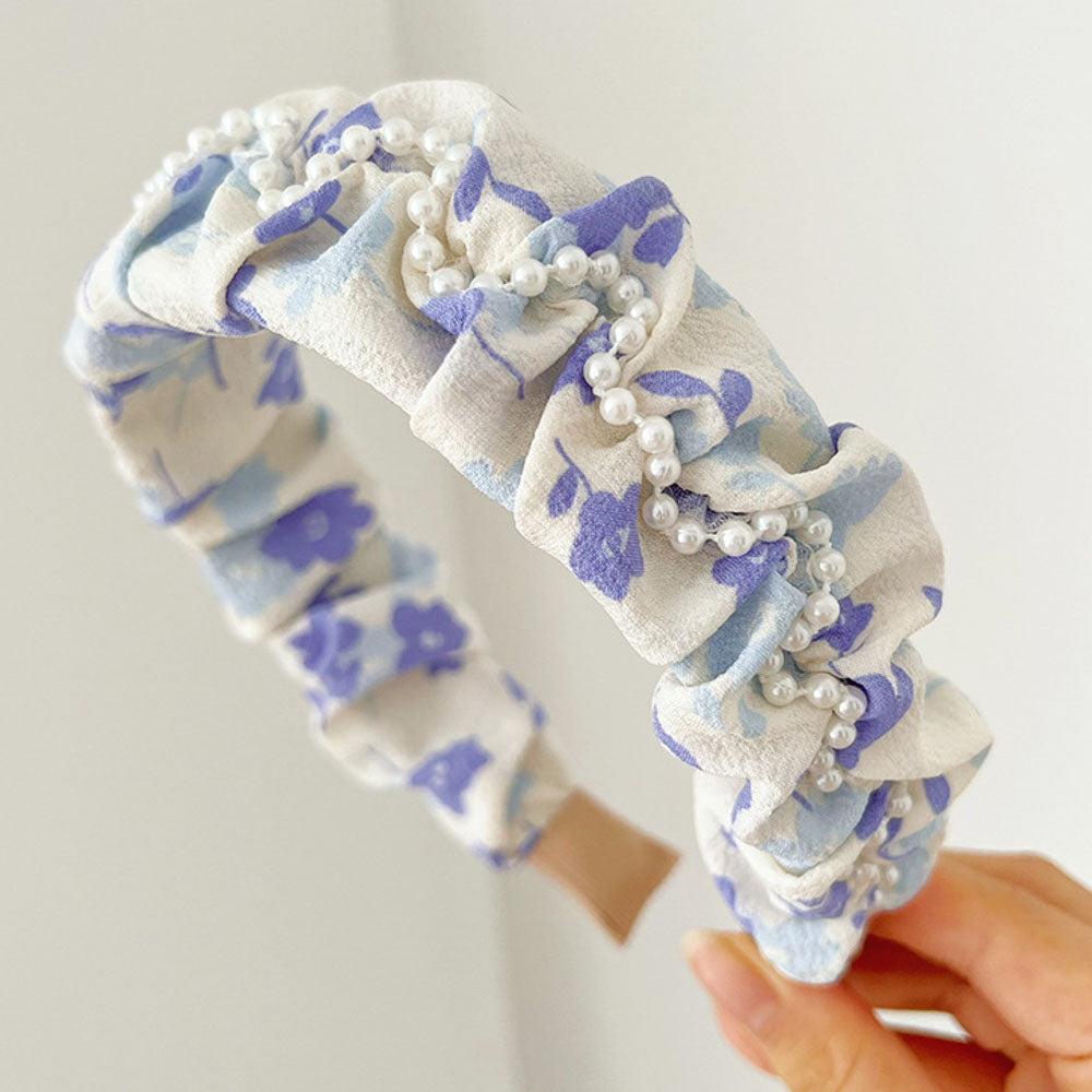 Floral Print Mid Pearl Headband