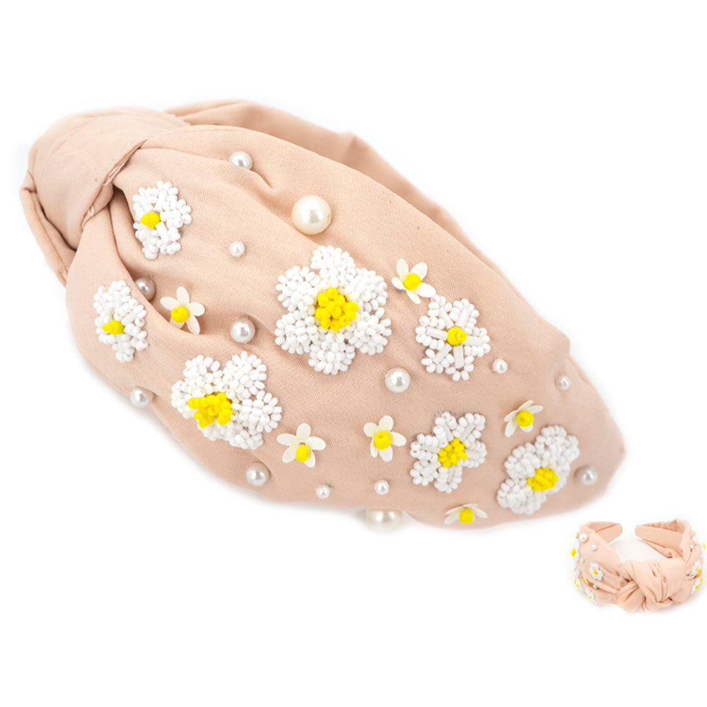 Seed Bead Daisy Headband