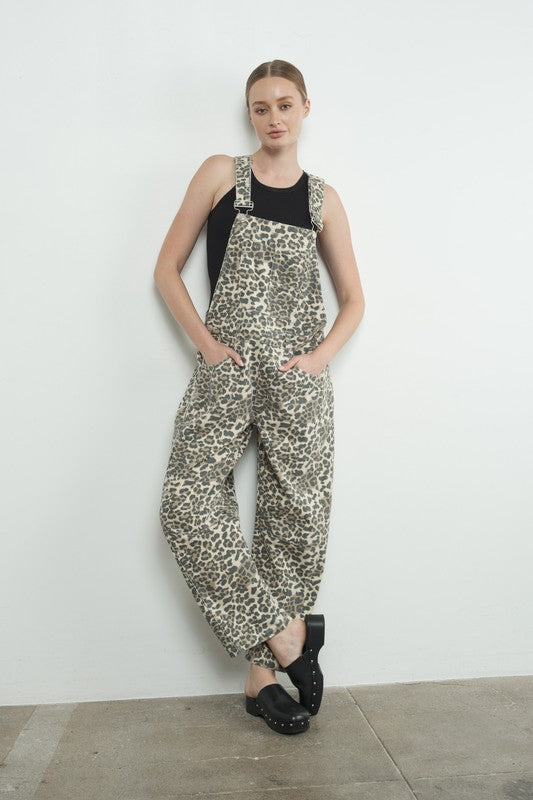 SHANIA Slouchy Leopard Overalls