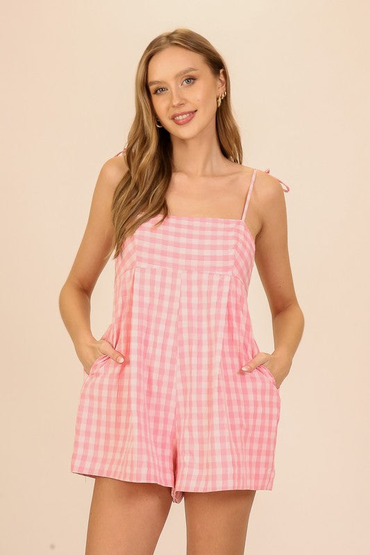 Gingham Check Romper