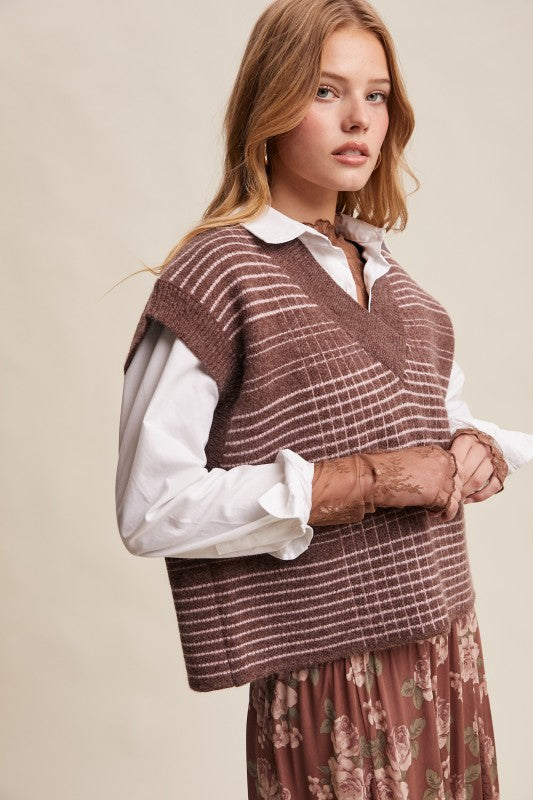Plaid Knit Sweater Vest