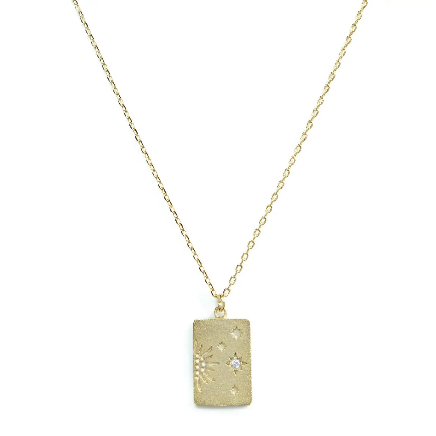 Rectangle Sun & Starbursts Necklace