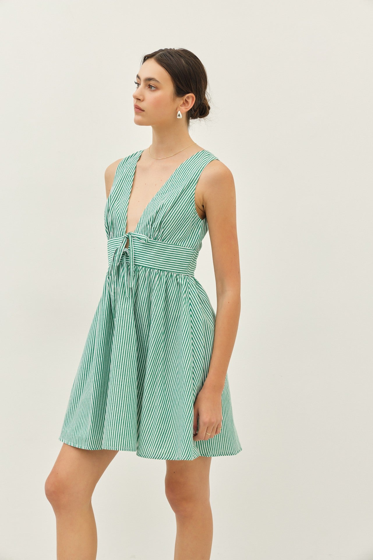Green Stripped Mini Dress