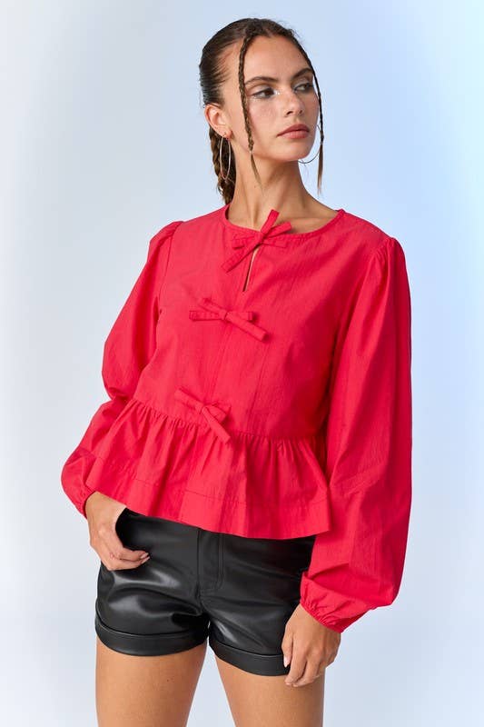 Hailey Bow-Front Peplum Top