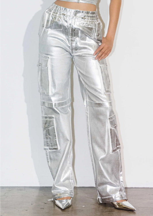 Emily Silver Foil Cargo Pant