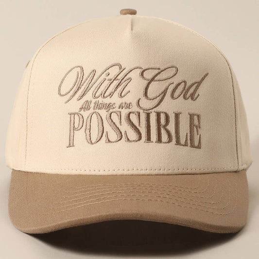 With God All Possible Embroidery Baseball Cap