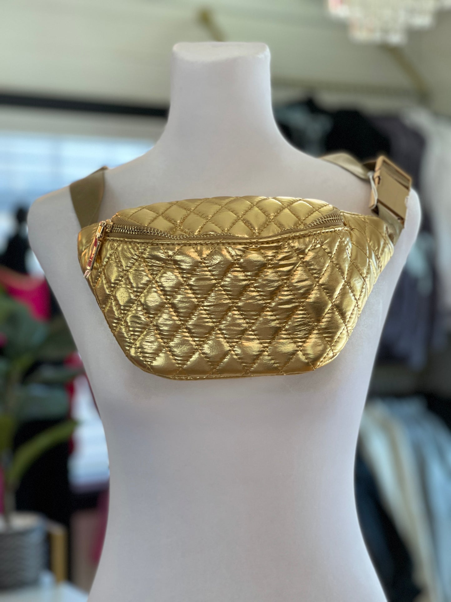 Gold Basketweave Belt Bag