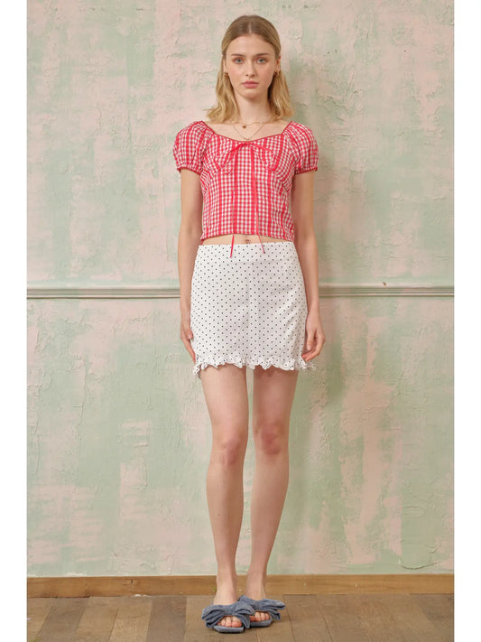 Red Plaid Cottagecore Top